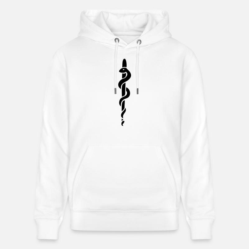bâton d'Asclépios Esculape médecin - Sweat à capuche bio CRUISER Stanley/Stella Unisexe - blanc