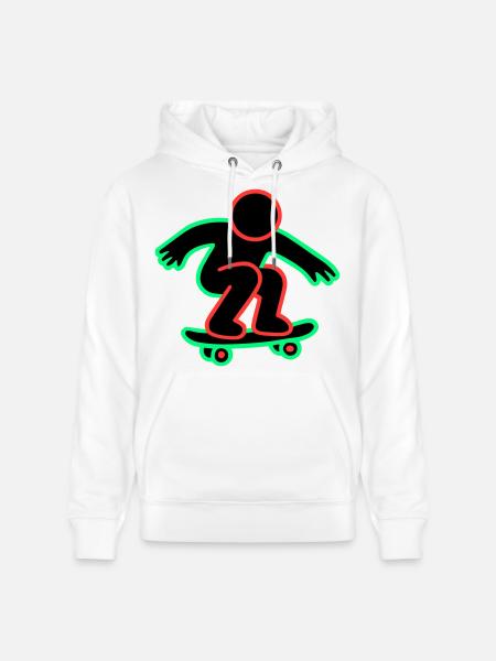 Neon Skateboarder Line Art - Stanley/Stella CRUISER Unisex Organic Hoodie - white
