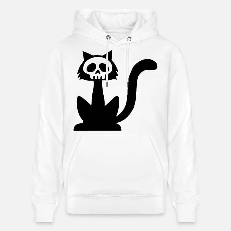 Crâne de chat noir - Sweat à capuche bio CRUISER Stanley/Stella Unisexe - blanc