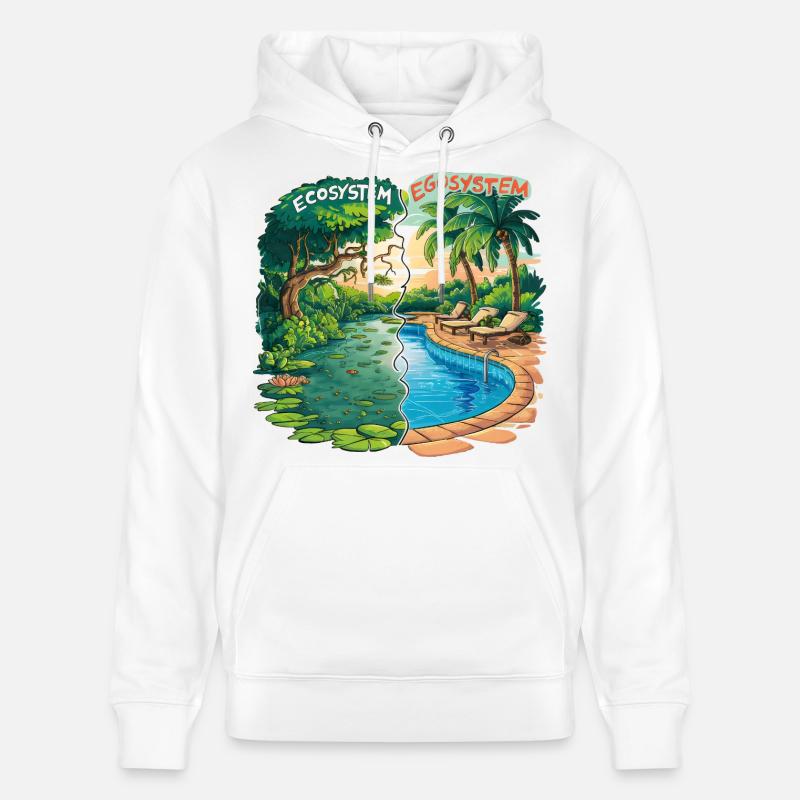 Ecosystem vs Egosystem Message Écologique - Sweat à capuche bio CRUISER Stanley/Stella Unisexe - blanc