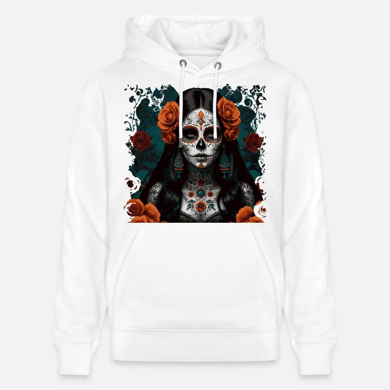 Jour des Morts Beauté Tatouée - Sweat à capuche bio CRUISER Stanley/Stella Unisexe - blanc
