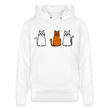 Katzen Meeting - Stanley/Stella Unisex Bio-Hoodie CRUISER  - Weiß - Vorne - Alina (178cm) & Michal (187cm)
