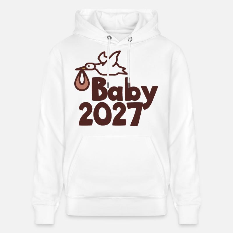 Bébé cigogne 2027 - Sweat à capuche bio CRUISER Stanley/Stella Unisexe - blanc