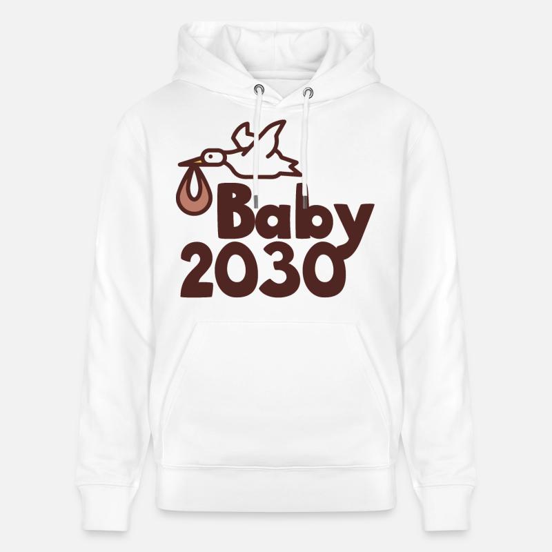 Bébé cigogne 2030 - Sweat à capuche bio CRUISER Stanley/Stella Unisexe - blanc