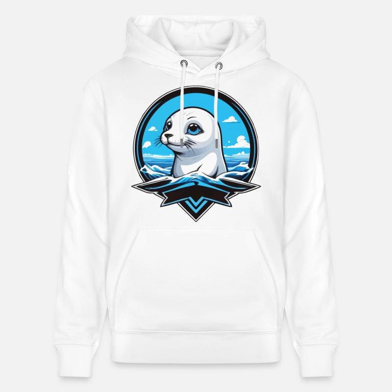 Mer des petits phoques - Sweat à capuche bio CRUISER Stanley/Stella Unisexe - blanc