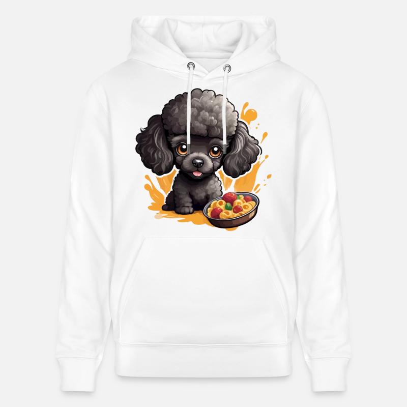 Schwarzer Pudel mit lecker Essen - Stanley/Stella Unisex Bio-Hoodie CRUISER  - Weiß