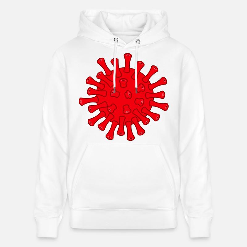 Illustration de la molécule rouge Covid - Sweat à capuche bio CRUISER Stanley/Stella Unisexe - blanc
