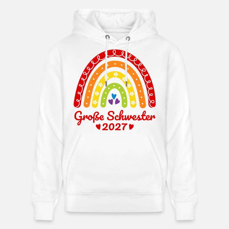 Große Schwester 2027 Boho Regenbogen bunt - Stanley/Stella Unisex Bio-Hoodie CRUISER  - Weiß