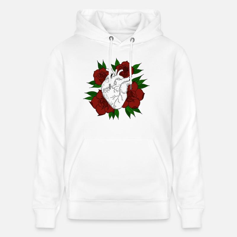 cœur fleuri - Sweat à capuche bio CRUISER Stanley/Stella Unisexe - blanc