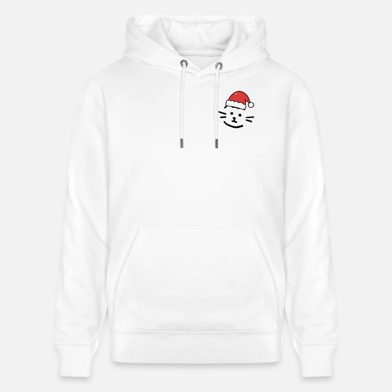 Chat avec un chapeau de Noël - Sweat à capuche bio CRUISER Stanley/Stella Unisexe - blanc