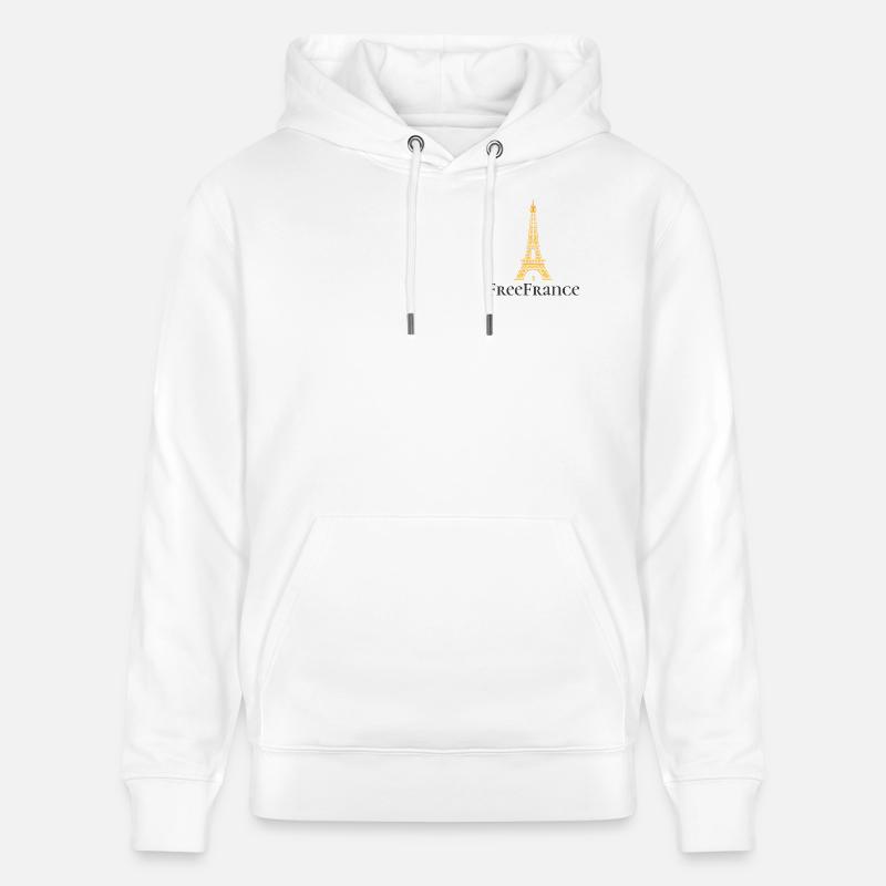 Tour Eiffel Dorée Élégance Design - Sweat à capuche bio CRUISER Stanley/Stella Unisexe - blanc