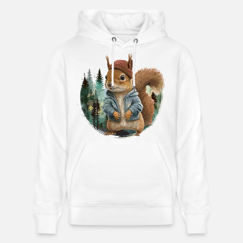 Écureuil mignon - Sweat à capuche bio CRUISER Stanley/Stella Unisexe - blanc