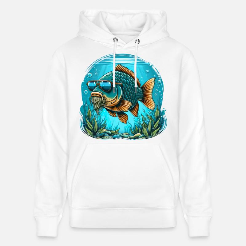 Carpe avec lunettes de soleil - Sweat à capuche bio CRUISER Stanley/Stella Unisexe - blanc