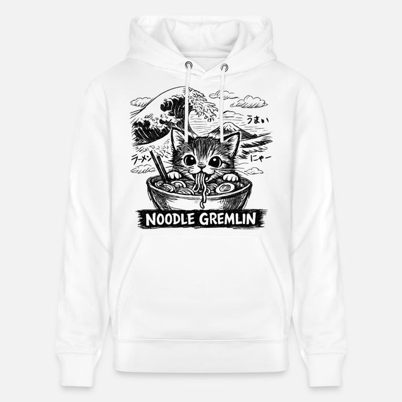 Anime Ramen de chat - Sweat à capuche bio CRUISER Stanley/Stella Unisexe - blanc