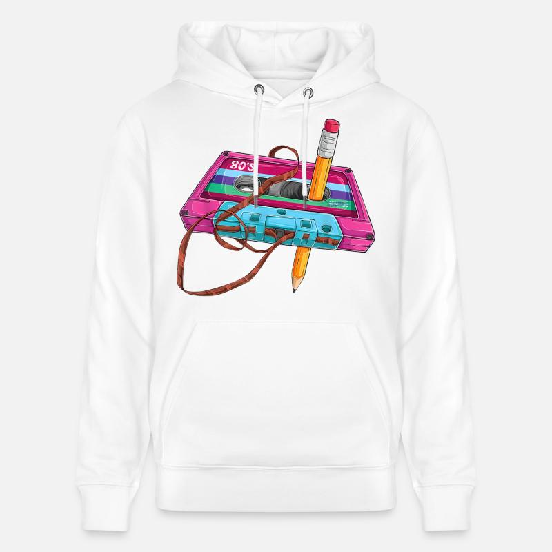 Stylo cassette des années 80 - Sweat à capuche bio CRUISER Stanley/Stella Unisexe - blanc