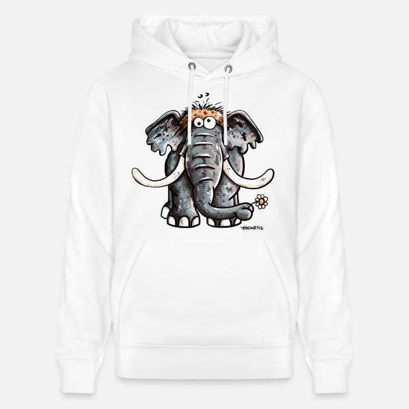Éléphant avec fleur - Sweat à capuche bio CRUISER Stanley/Stella Unisexe - blanc
