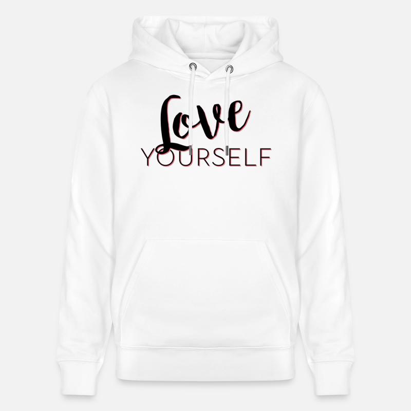 Love Yourself lettrage Pascal Voggenhuber - Sweat à capuche bio CRUISER Stanley/Stella Unisexe - blanc