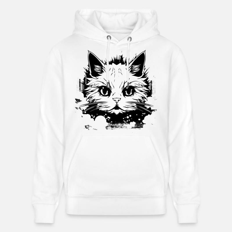 Chat Anime - Sweat à capuche bio CRUISER Stanley/Stella Unisexe - blanc