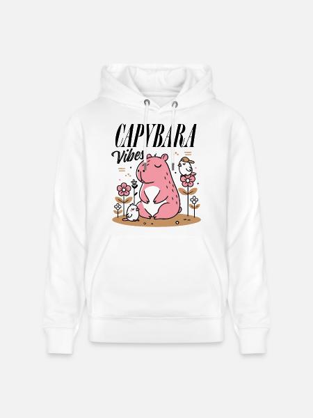 Relaxed capybara with friends - Stanley/Stella CRUISER Unisex Organic Hoodie - white