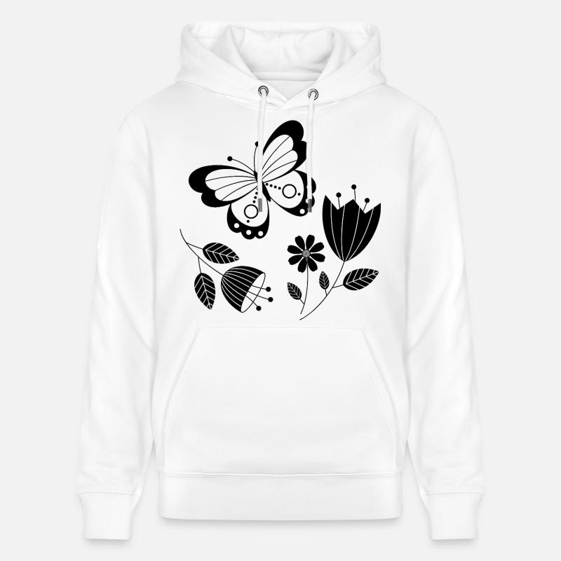 Papillon avec des fleurs - Sweat à capuche bio CRUISER Stanley/Stella Unisexe - blanc