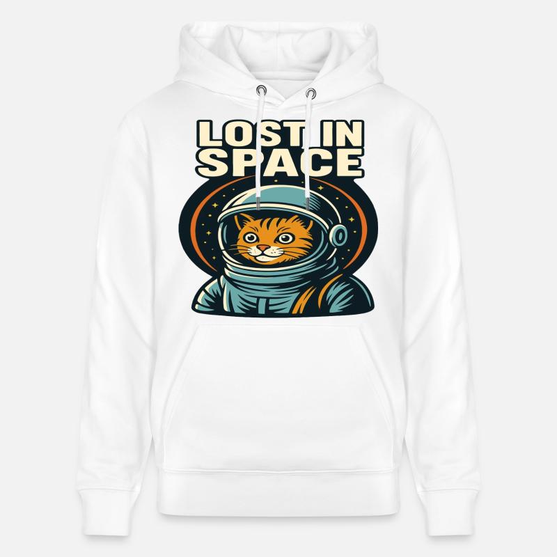 Perdu dans l’espace Katzen Astronaut Design - Sweat à capuche bio CRUISER Stanley/Stella Unisexe - blanc