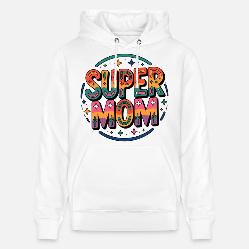 Super Mom Rétro Arc-en-ciel - Sweat à capuche bio CRUISER Stanley/Stella Unisexe - blanc