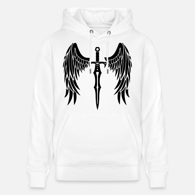 épée ailée noire - Sweat à capuche bio CRUISER Stanley/Stella Unisexe - blanc