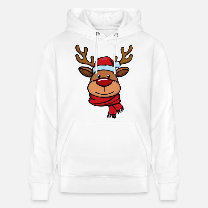 Noël Xmas le visage de renne - Sweat à capuche bio CRUISER Stanley/Stella Unisexe - blanc