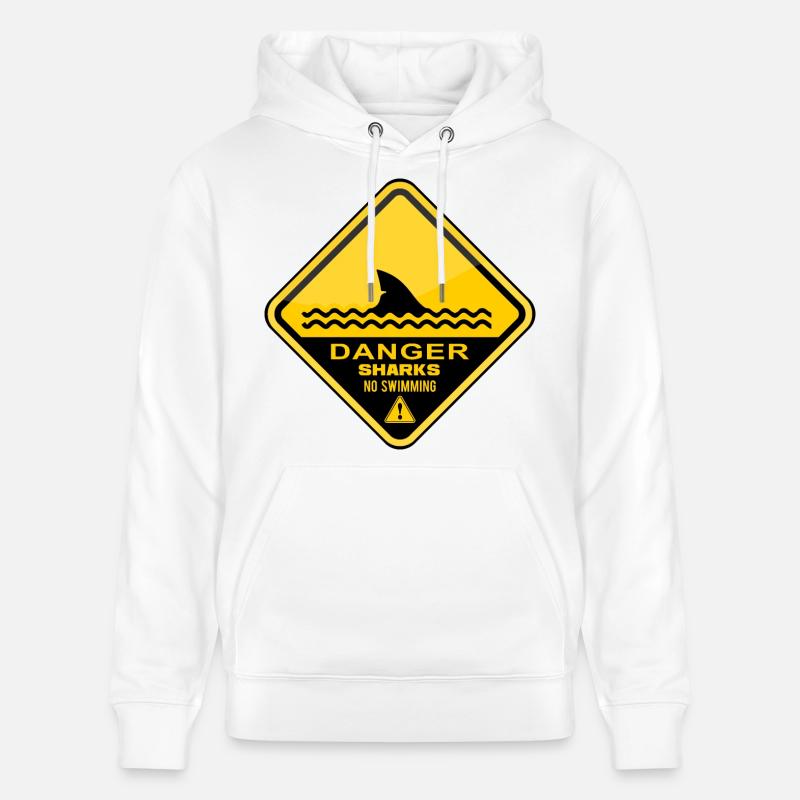 Danger Requins Pas de natation - Sweat à capuche bio CRUISER Stanley/Stella Unisexe - blanc