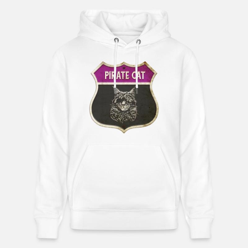 Motif écusson pirate de chat - Sweat à capuche bio CRUISER Stanley/Stella Unisexe - blanc