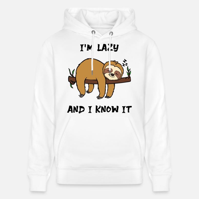 Sloth Lazy Animal Sleeping Statement Jungle - Sweat à capuche bio CRUISER Stanley/Stella Unisexe - blanc
