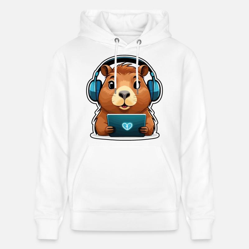 Capybara mit Computer - Stanley/Stella Unisex Bio-Hoodie CRUISER  - Weiß