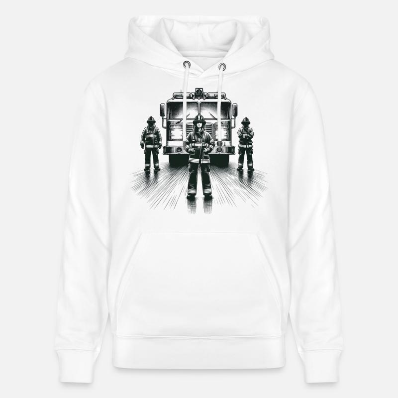 Cadeau graphique pompier - Sweat à capuche bio CRUISER Stanley/Stella Unisexe - blanc
