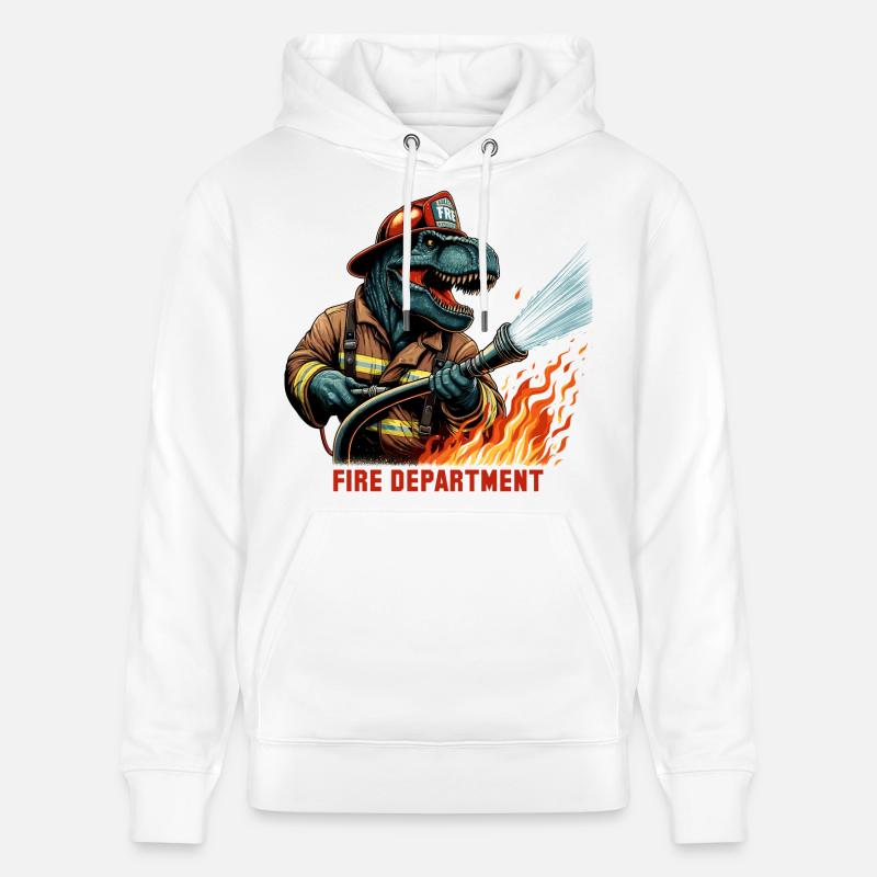 Pompier T-Rex cadeau - Sweat à capuche bio CRUISER Stanley/Stella Unisexe - blanc
