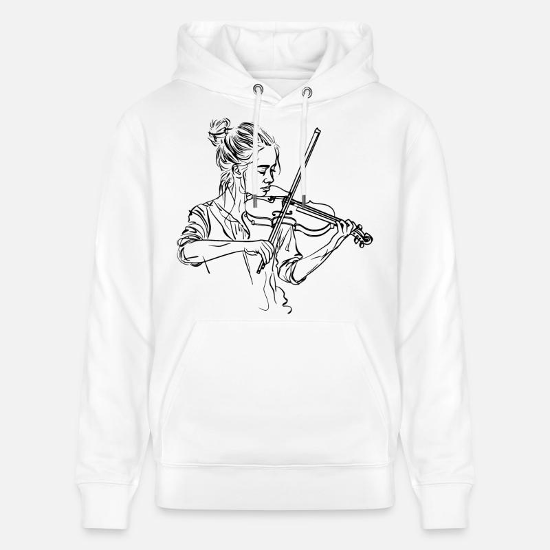 Dessin de fille de violon - Sweat à capuche bio CRUISER Stanley/Stella Unisexe - blanc