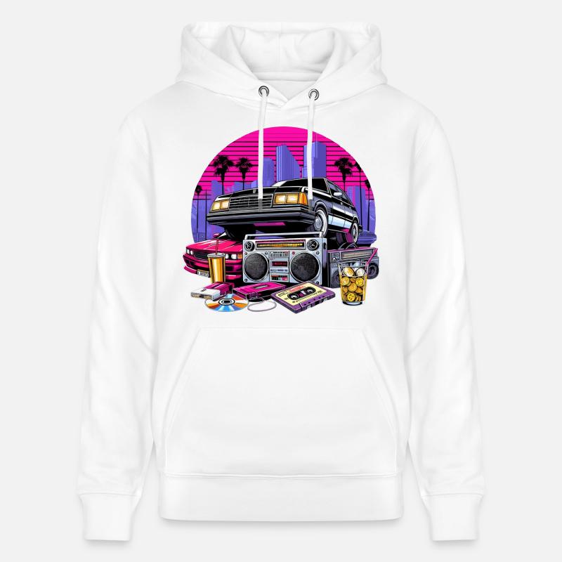 Kompaktkassette Ghettoblaster 90er Retro Geschenk - Stanley/Stella Unisex Bio-Hoodie CRUISER - Weiß