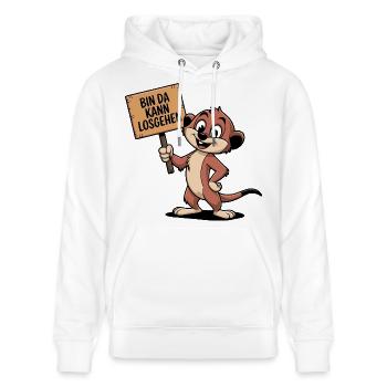 Bin Da Kann Losgehen Erdmännchen - Stanley/Stella Unisex Bio-Hoodie CRUISER  - Weiß - Vorne - Alina (178cm) & Michal (187cm)