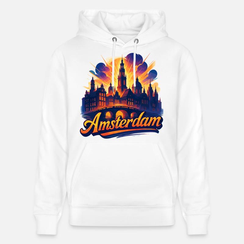 Amsterdam Capitale Pays-Bas Pays-Bas Cadeau - Sweat à capuche bio CRUISER Stanley/Stella Unisexe - blanc