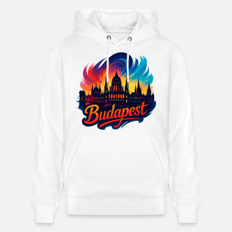 Budapest Capitale Hongrie Silhouette Cadeau - Sweat à capuche bio CRUISER Stanley/Stella Unisexe - blanc