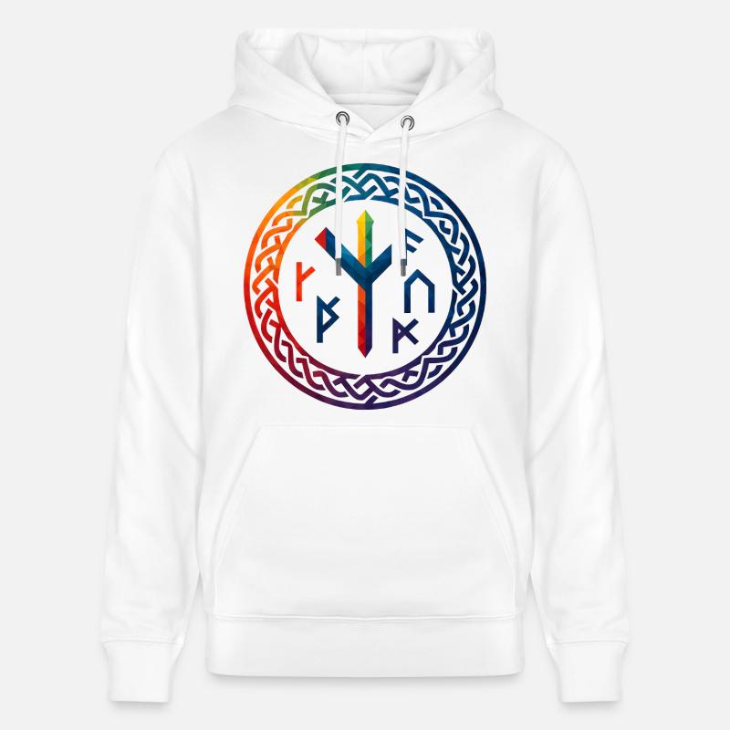 WPAP Polygon Stil - mythischer Runenring - Stanley/Stella Unisex Bio-Hoodie CRUISER  - Weiß