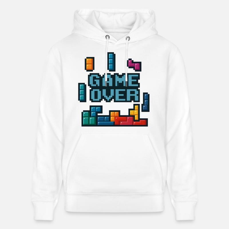 Pixel art Game Over Design - Sweat à capuche bio CRUISER Stanley/Stella Unisexe - blanc