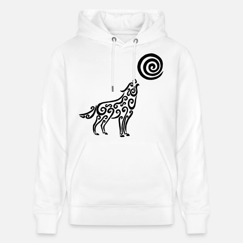 Le loup noir et la lune - Sweat à capuche bio CRUISER Stanley/Stella Unisexe - blanc