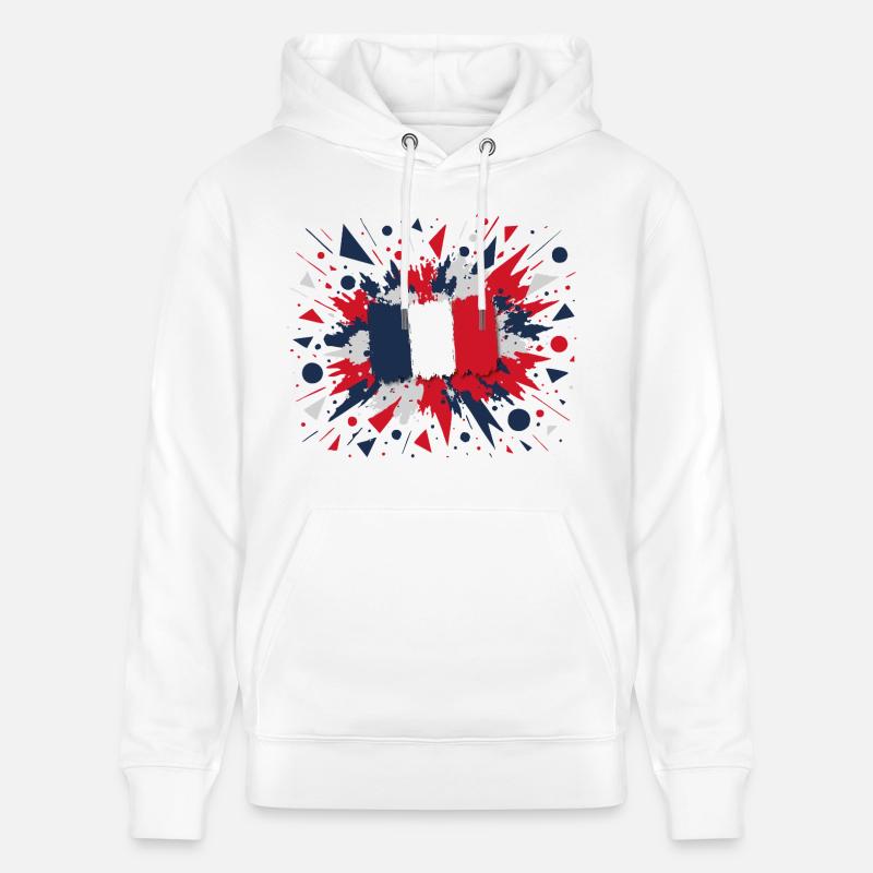 Drapeau Français Peinture Éclaboussures Design - Sweat à capuche bio CRUISER Stanley/Stella Unisexe - blanc