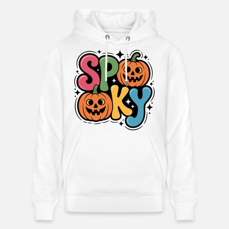 Lettrage pop citrouille effrayant - Sweat à capuche bio CRUISER Stanley/Stella Unisexe - blanc