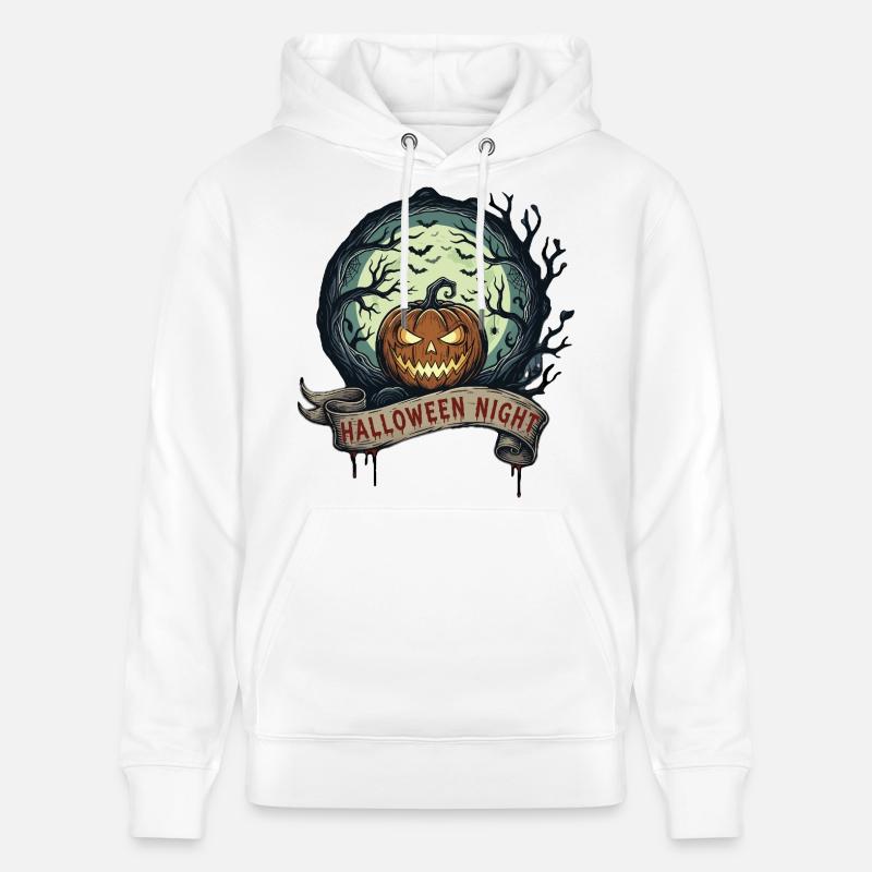 Citrouille d’Halloween au clair de lune - Sweat à capuche bio CRUISER Stanley/Stella Unisexe - blanc