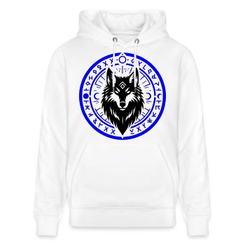 Runenring der Nacht - Stanley/Stella Unisex Bio-Hoodie CRUISER  - Weiß - Vorne - Alina (178cm) & Michal (187cm)