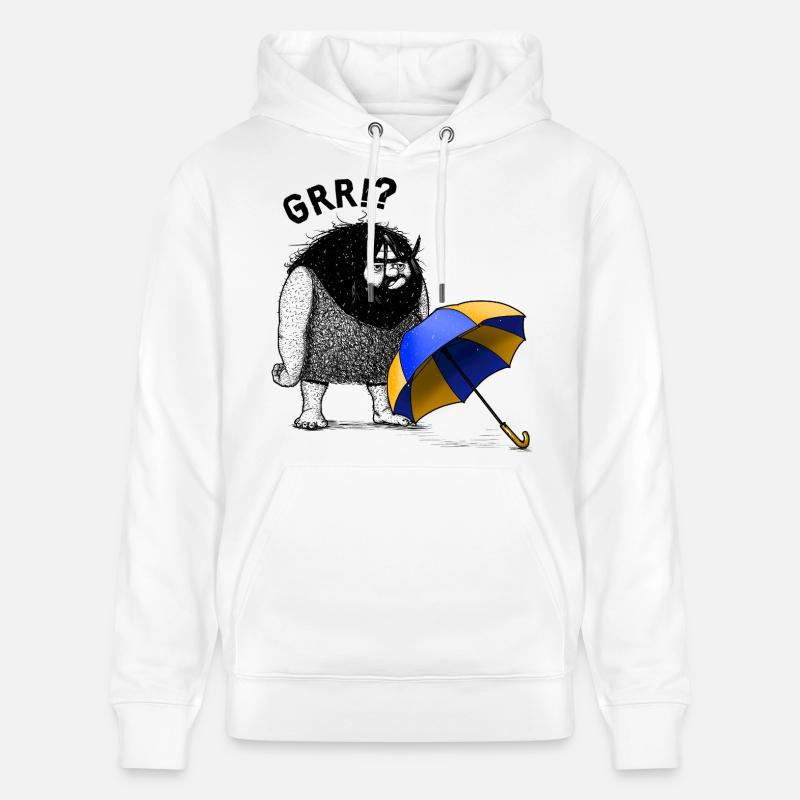 Homme des cavernes avec parapluie - Sweat à capuche bio CRUISER Stanley/Stella Unisexe - blanc