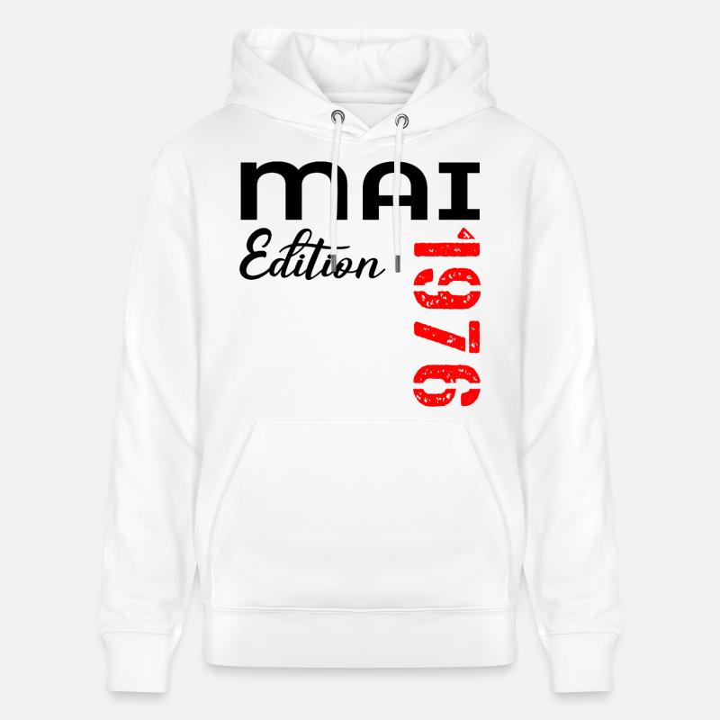 51e anniversaire mai 1976 - Sweat à capuche bio CRUISER Stanley/Stella Unisexe - blanc