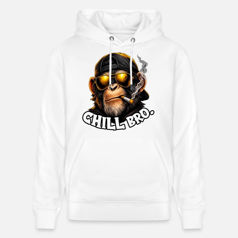 Chimpanzé Cool Bro - Sweat à capuche bio CRUISER Stanley/Stella Unisexe - blanc