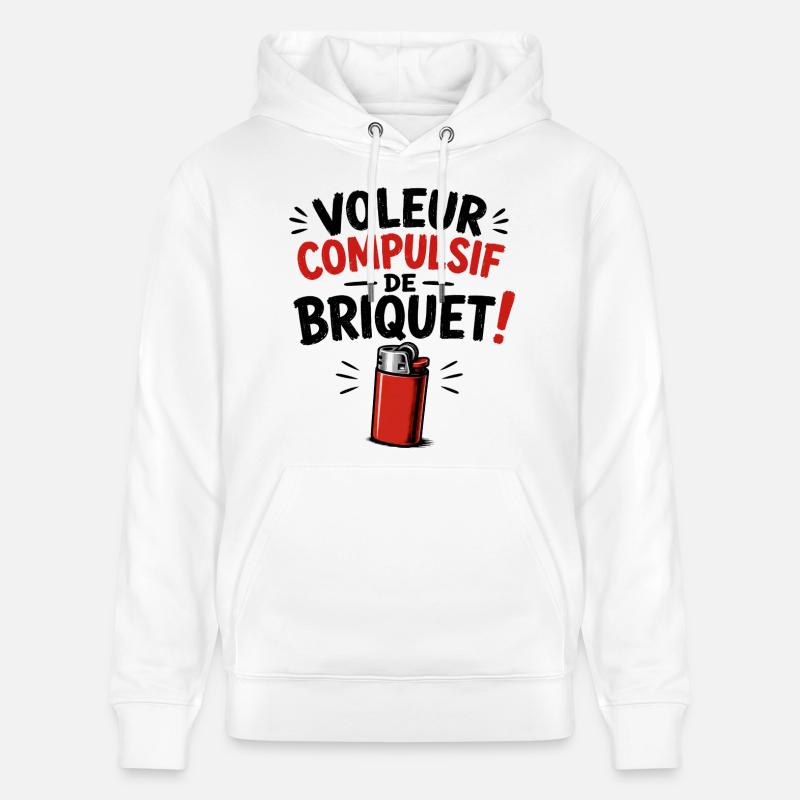 Voleur Compulsif de Briquet ! - Sweat à capuche bio CRUISER Stanley/Stella Unisexe - blanc
